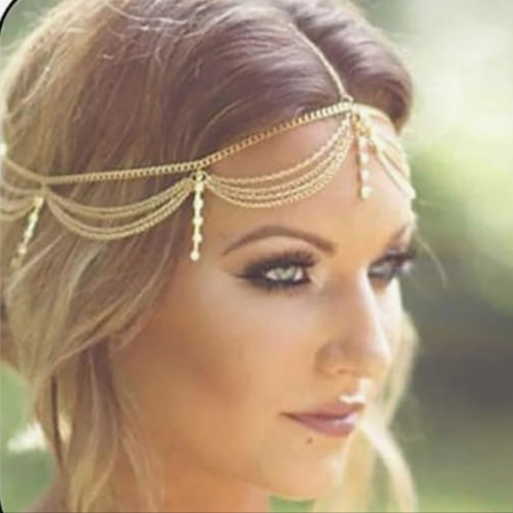 Rhinestone Gold Goddess  Head Chain NWT